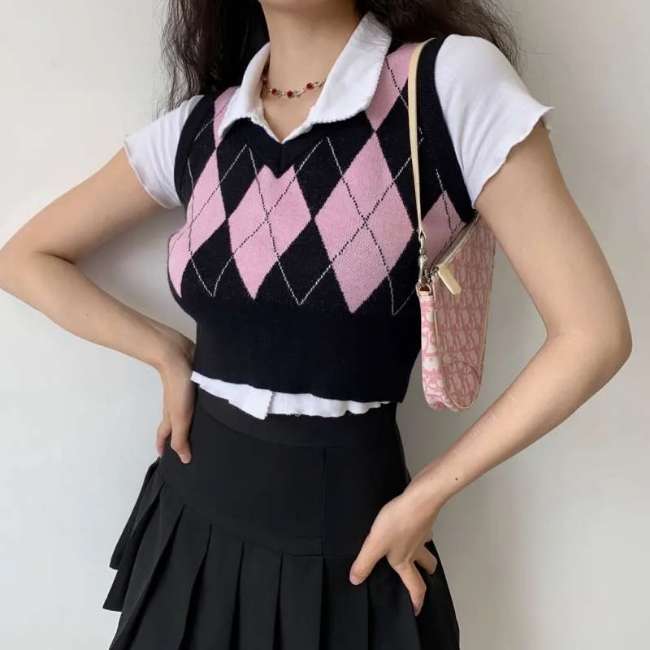 Crop Top Kotak-kotak
