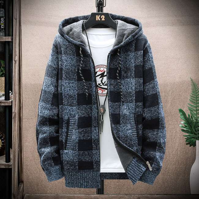 Jaket Rajut Pria Kotak-kotak